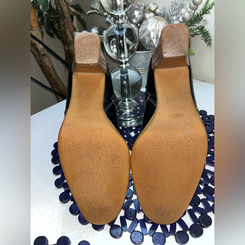 VINTAGE 80S TOD’S BLACK LEATHER ZIPPERED CREPE SOLE BOOT MADE IN ITALY SIZE 10 - Picture 6 of 16